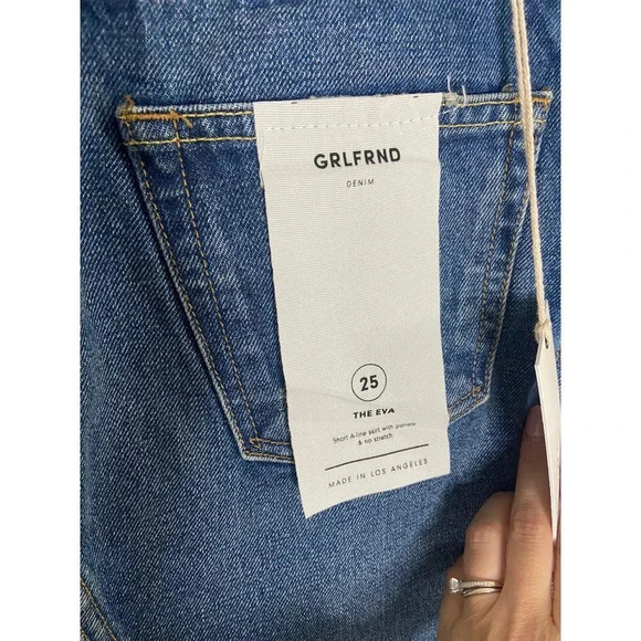 NWT GRLFRND Eva A-Frame Gusset Denim Skirt-sz 25 - Picture 9 of 9